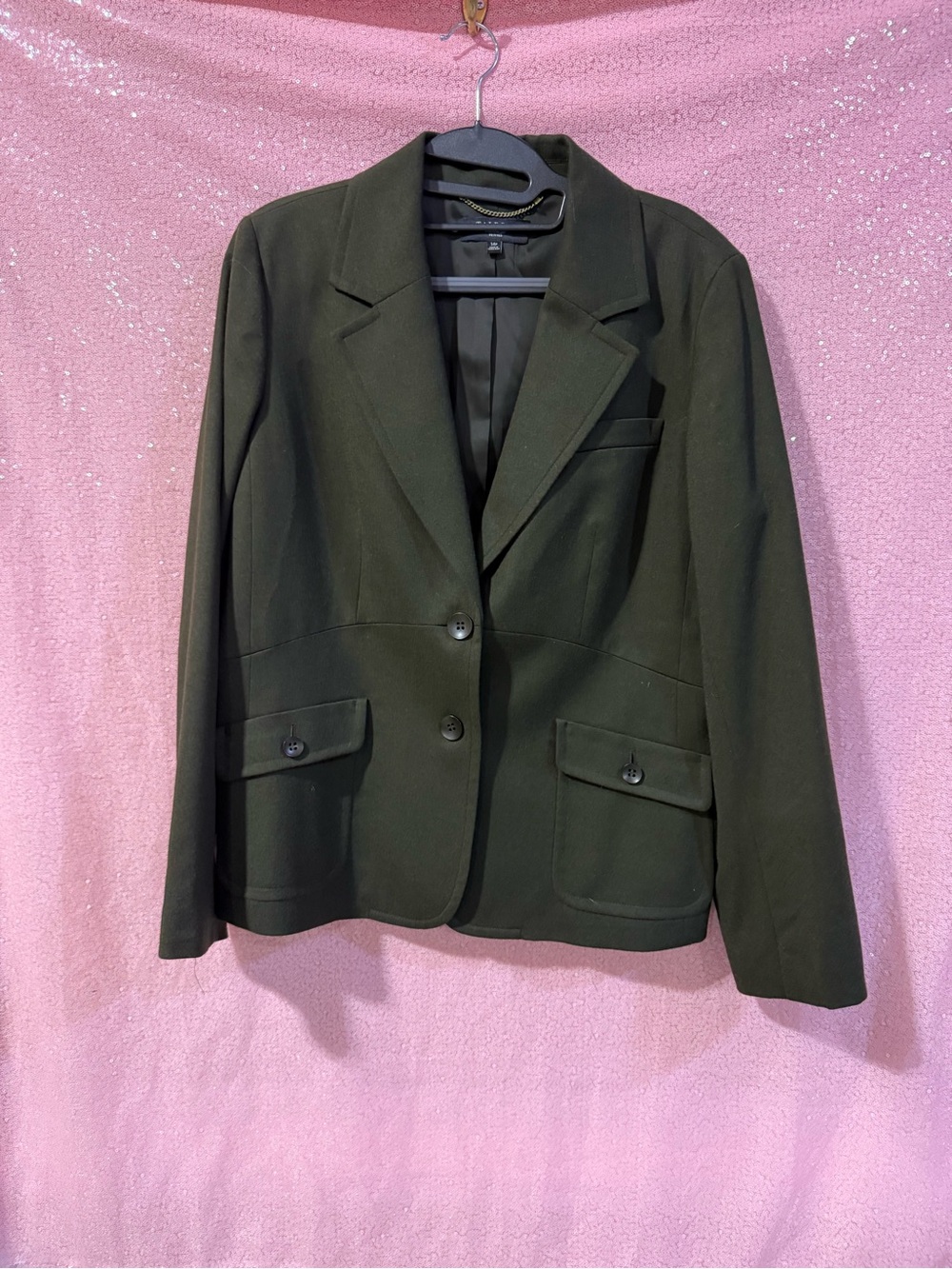 Talbots Dark Olive Two-Button Notch Lapel Blazer K8